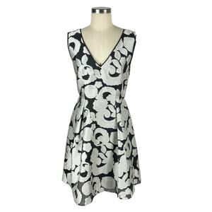 REISS Miriah Black Silver Jacquard Fit and Flare Mini Dress Women's Size 8 NWT